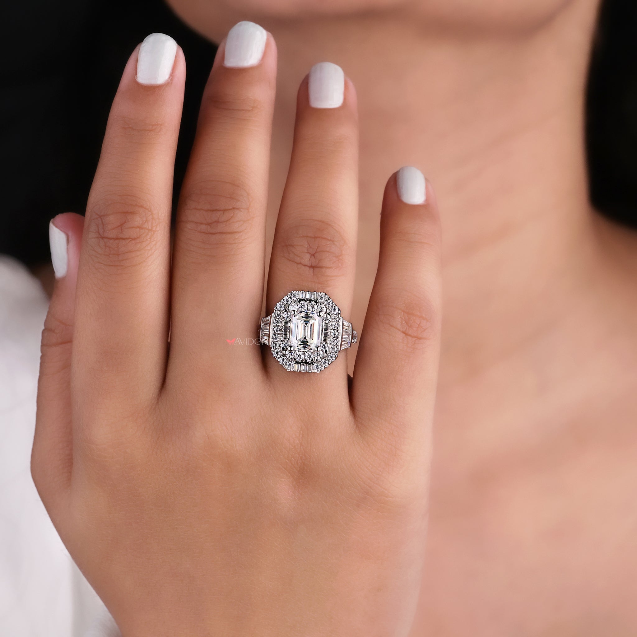 Bar setting ring, pave setting ring, pave engagement ring