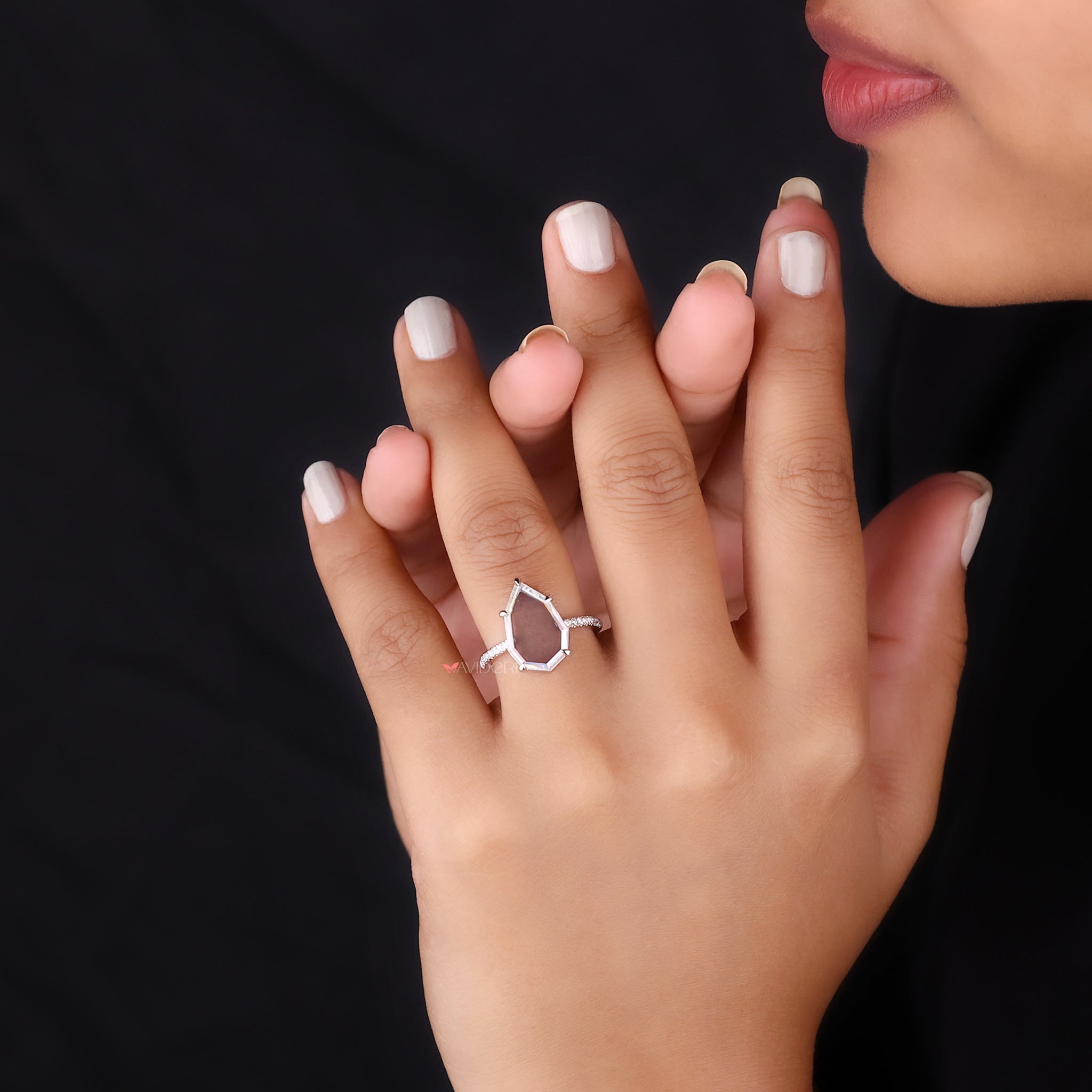 Buy engagement ring with a beautifully crafted moissanite.