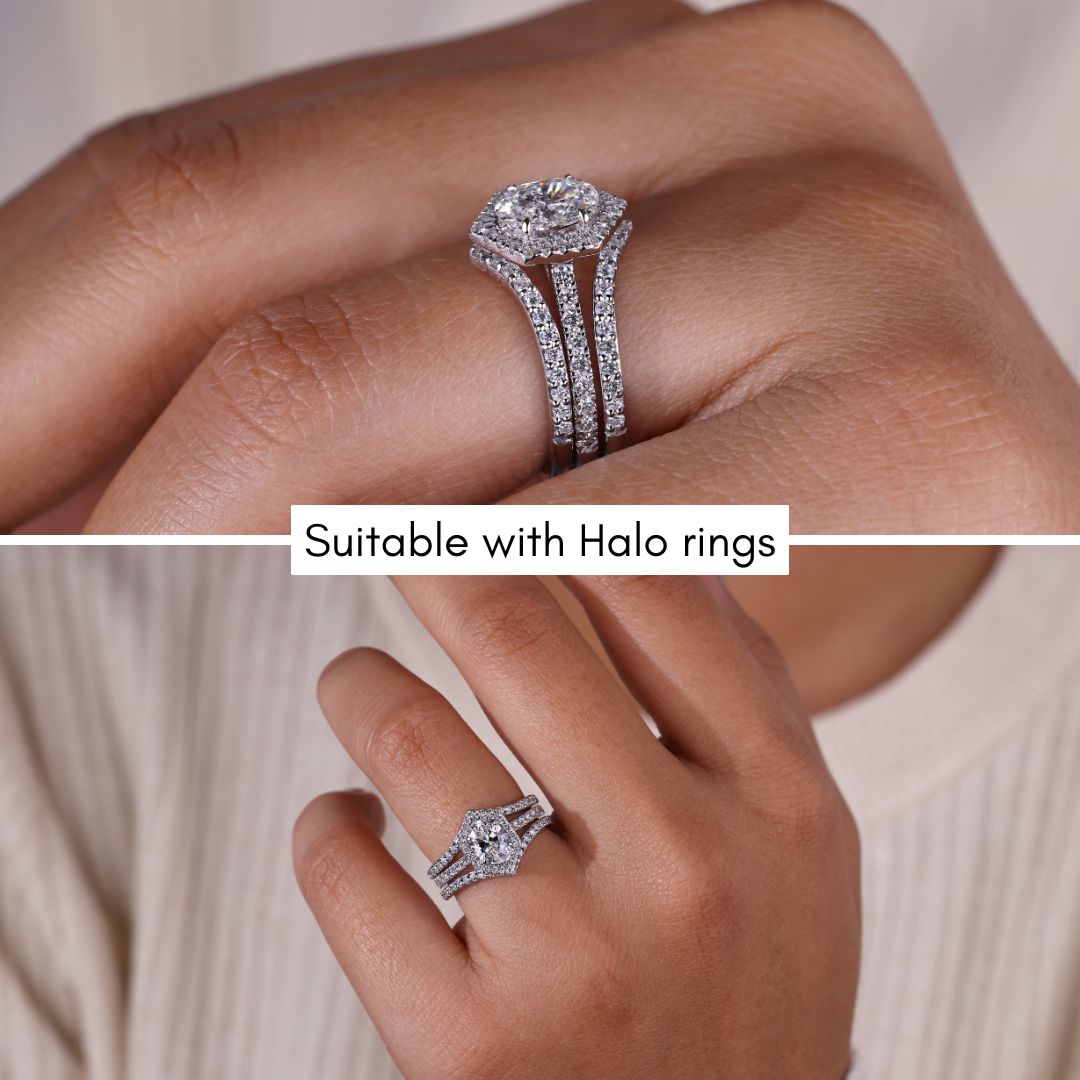 A round wedding band offers a timeless and elegant design.