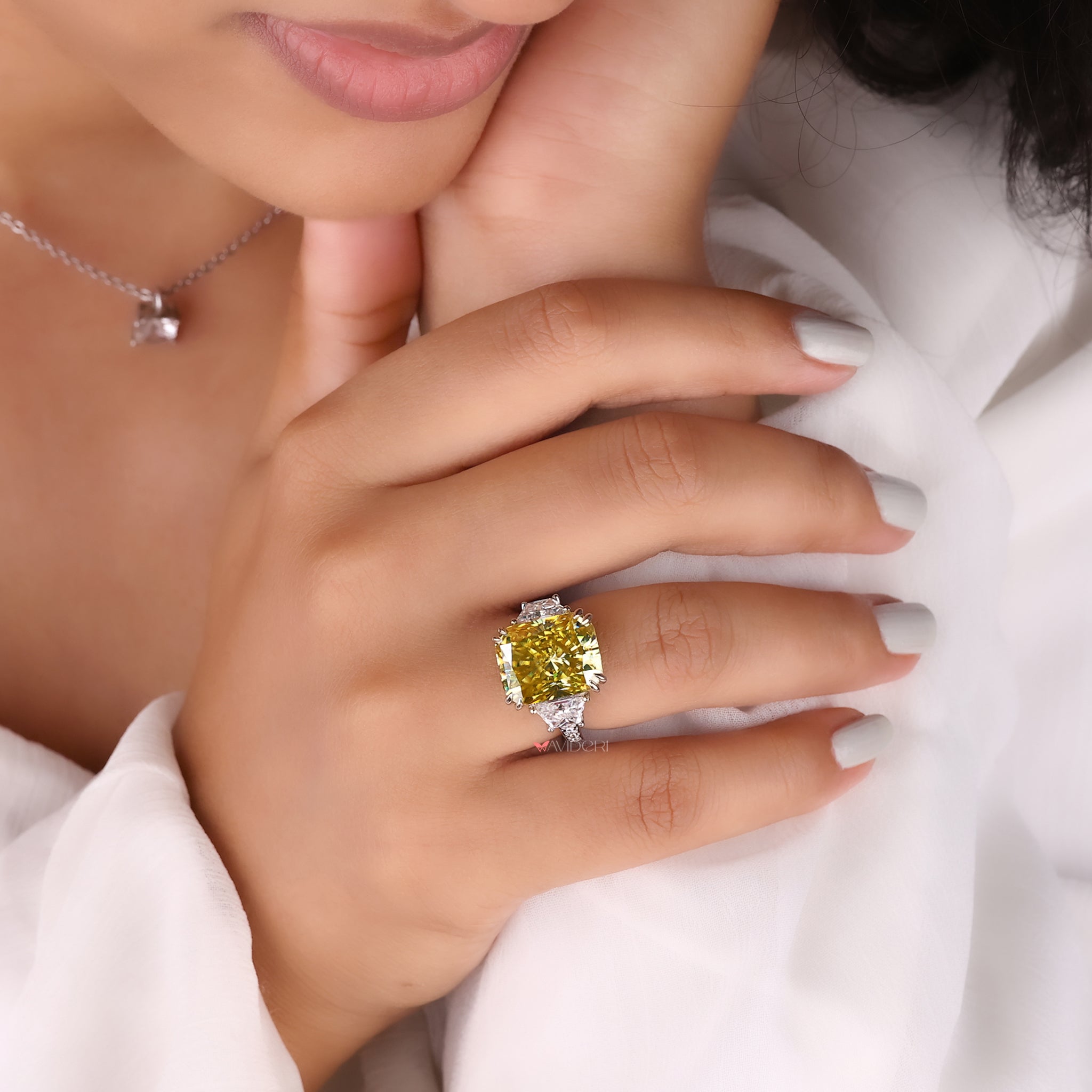 Radiant cut ring, pave ring, moissanite wedding ring