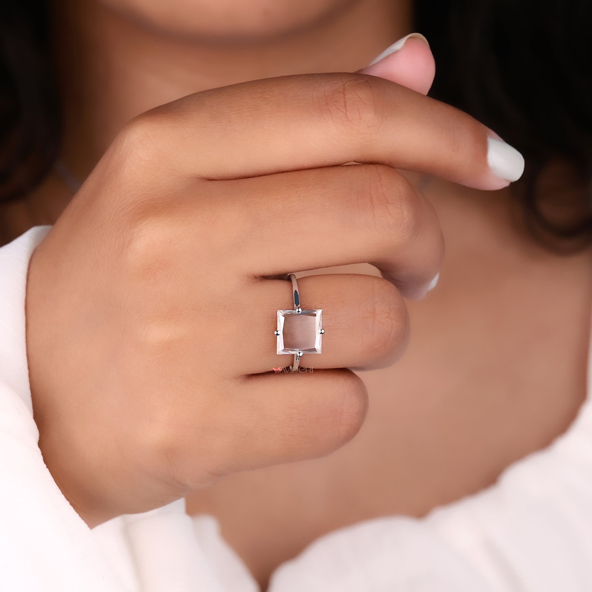 Handmade ring, compass prong ring, moissanite gold ring