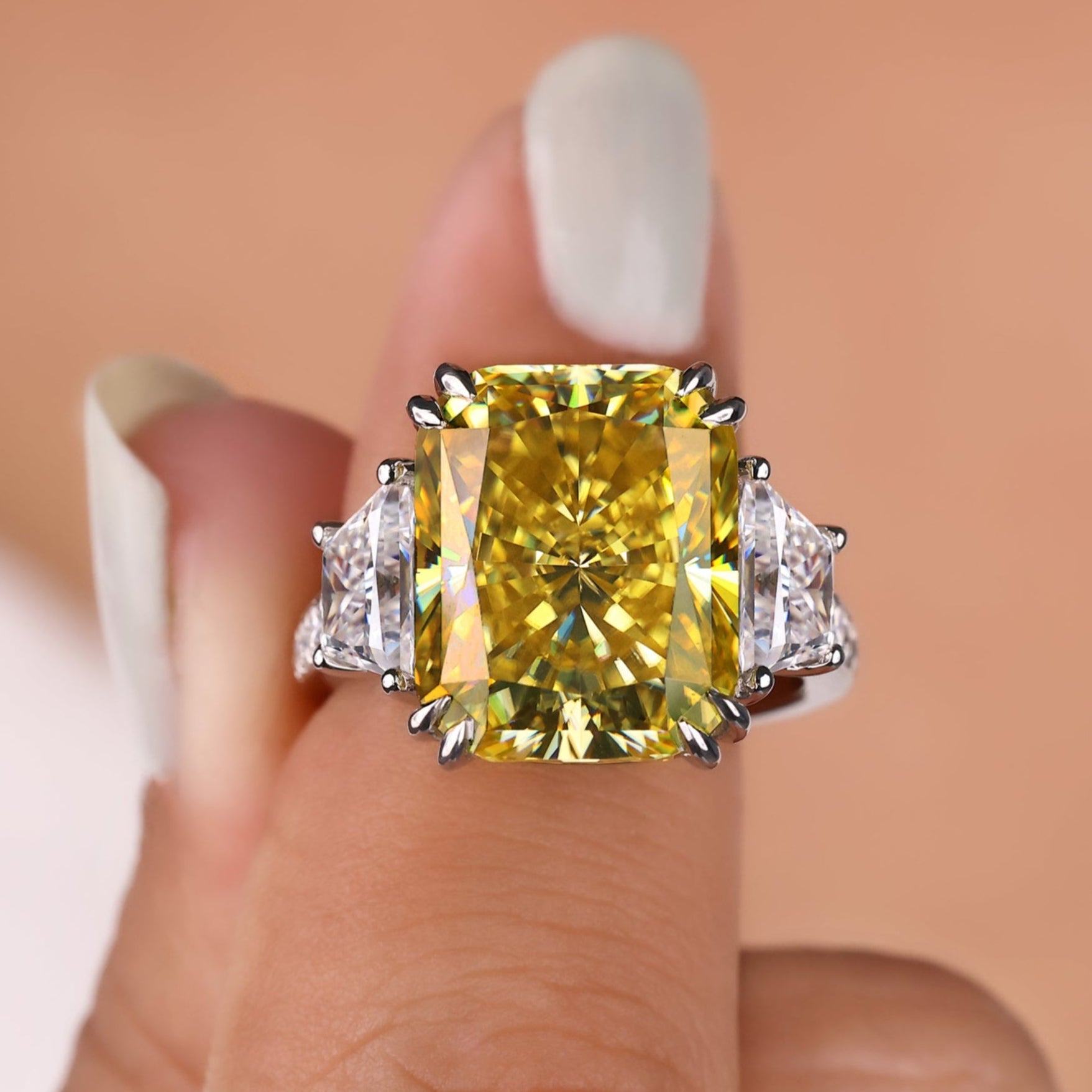 Radiant engagement ring, radiant cut ring, handmade ring