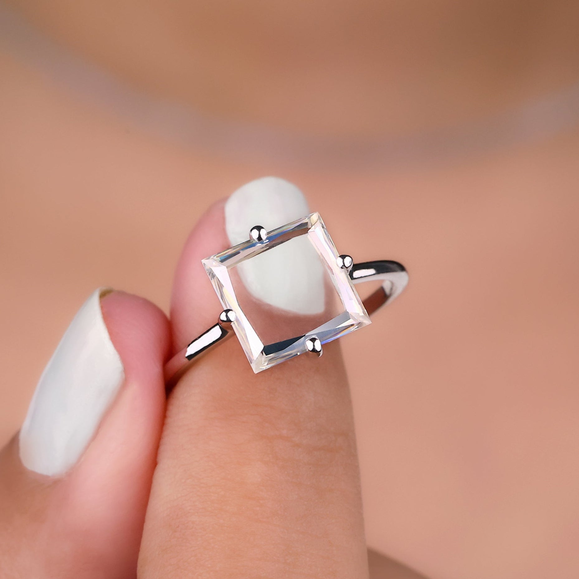 Square portrait ring, square cut ring, handmade ring