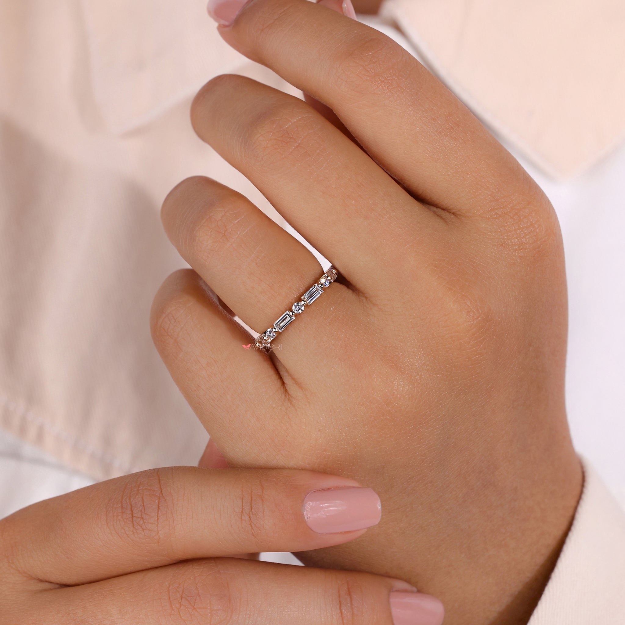 Yellow gold diamond band with classic shine.