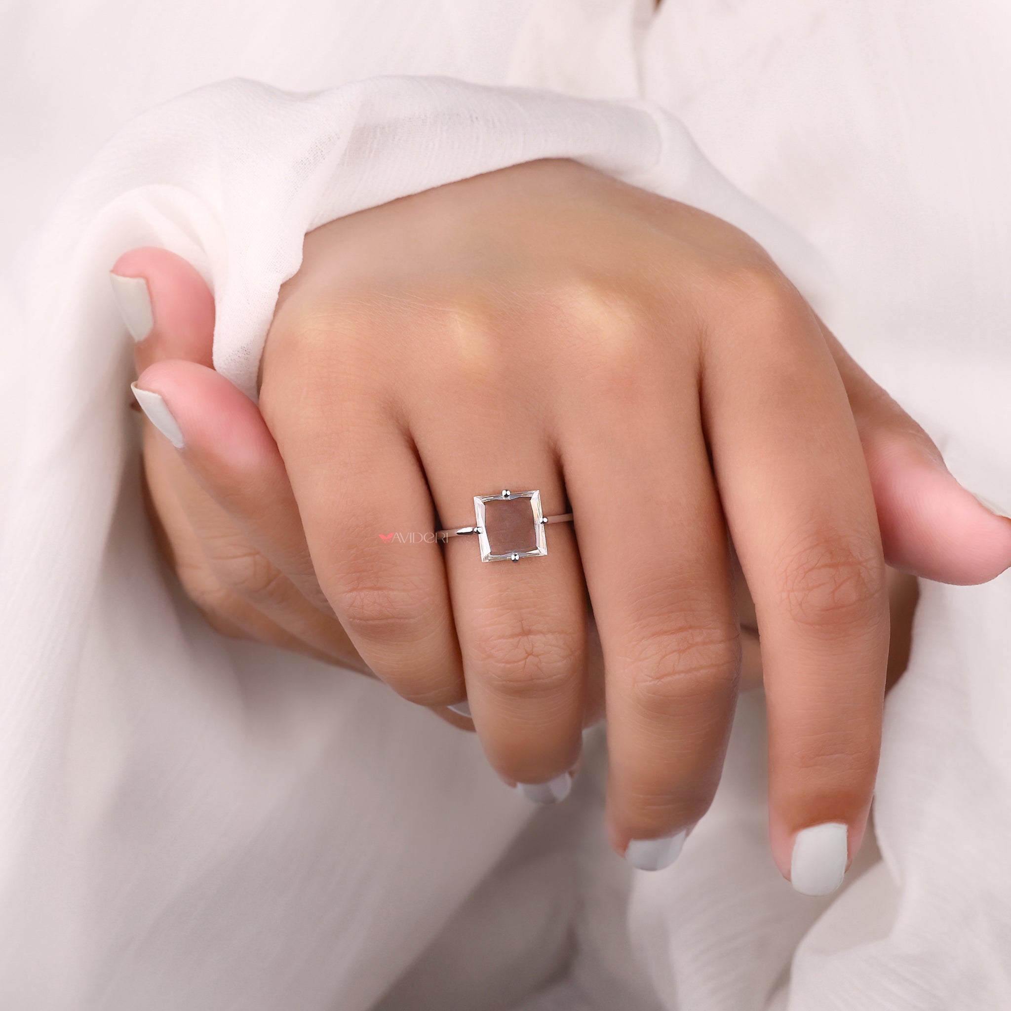 Moissanite gold ring, moissanite wedding ring, avideri ring