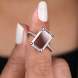 Emerald Portrait cut ring, emerald cut ring, handmade ring
