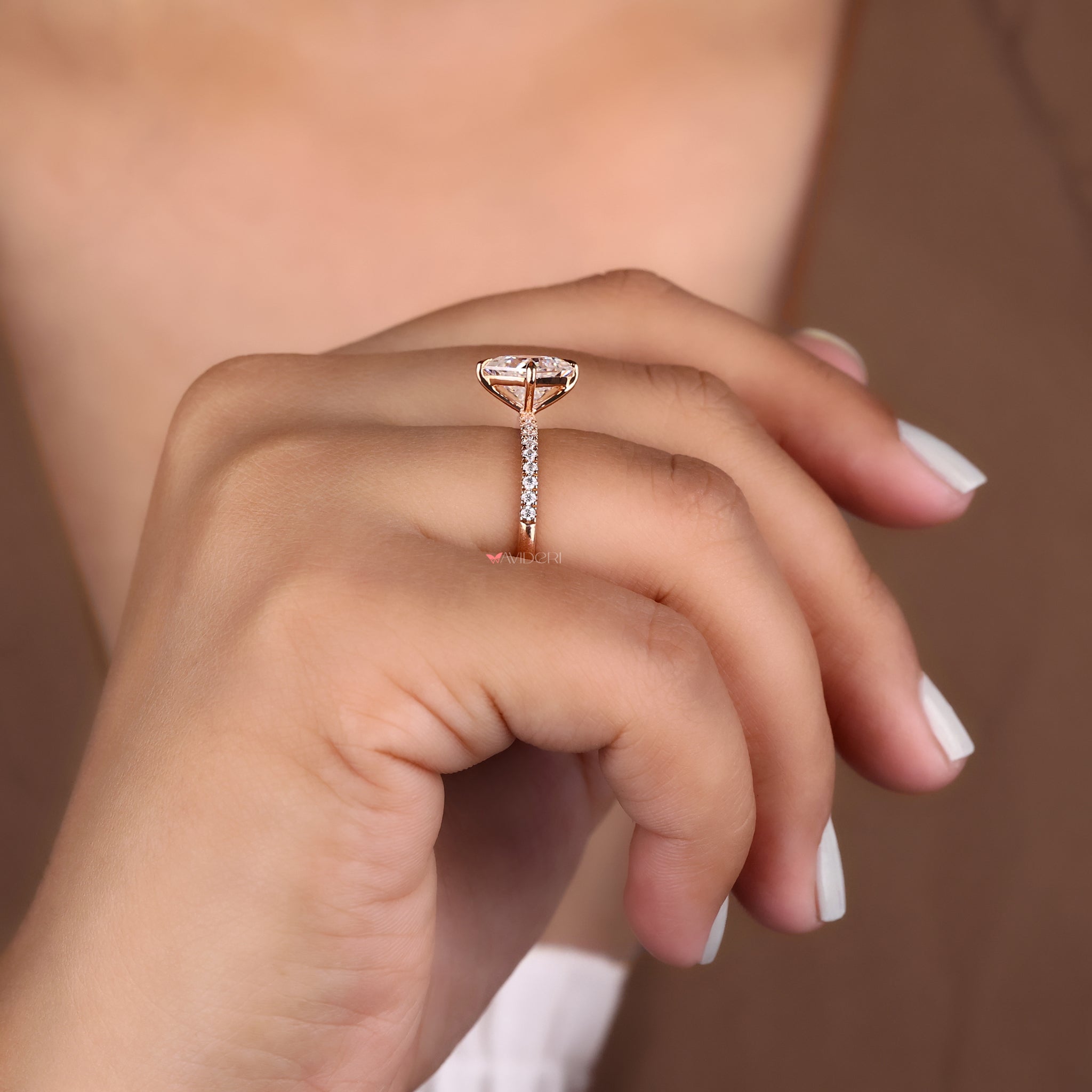 A pave band ring with tiny diamonds all around.