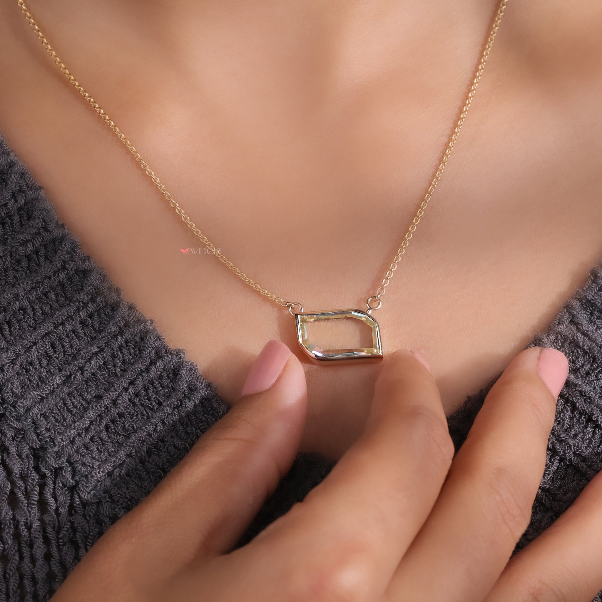 Antique portrait solitaire moissanite pendant captures timeless appeal for special moments.