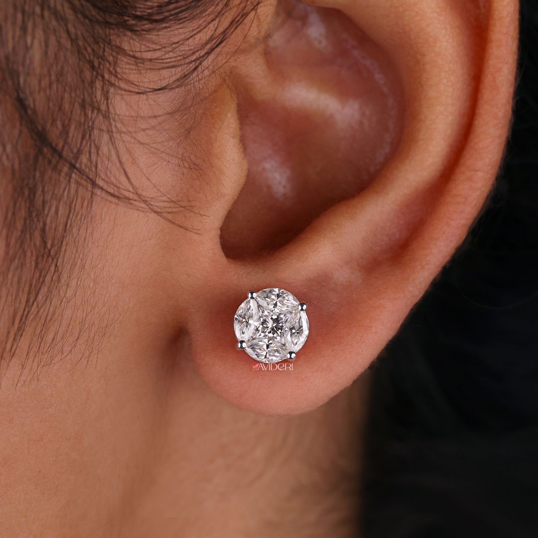 Princess and Marquise Cut Earrings offer a unique mix of sharp and curved cuts.