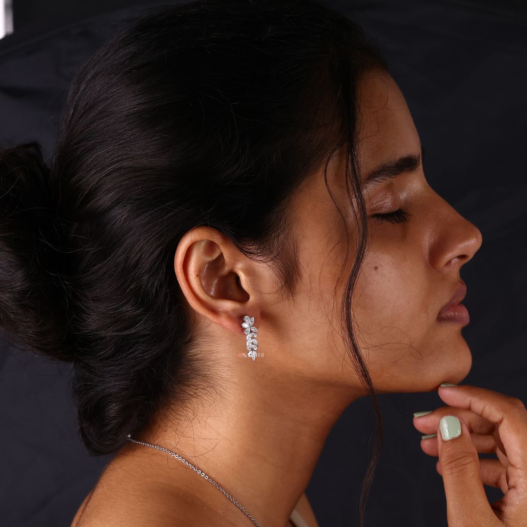 Pear Cut Moissanite Earrings, showcasing stunning pear-shaped Moissanite stones for a refined and sparkling style.