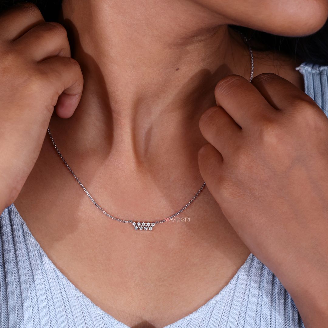 Double row diamond pendant in a minimalist style