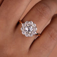 Halo cluster ring with elegant diamond arrangement.