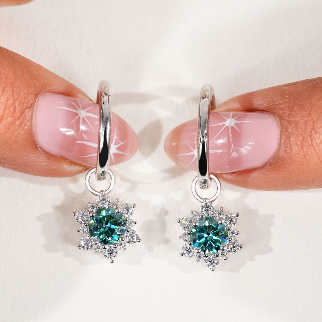 Dangle hoop earrings featuring a timeless design with dazzling sparkle.