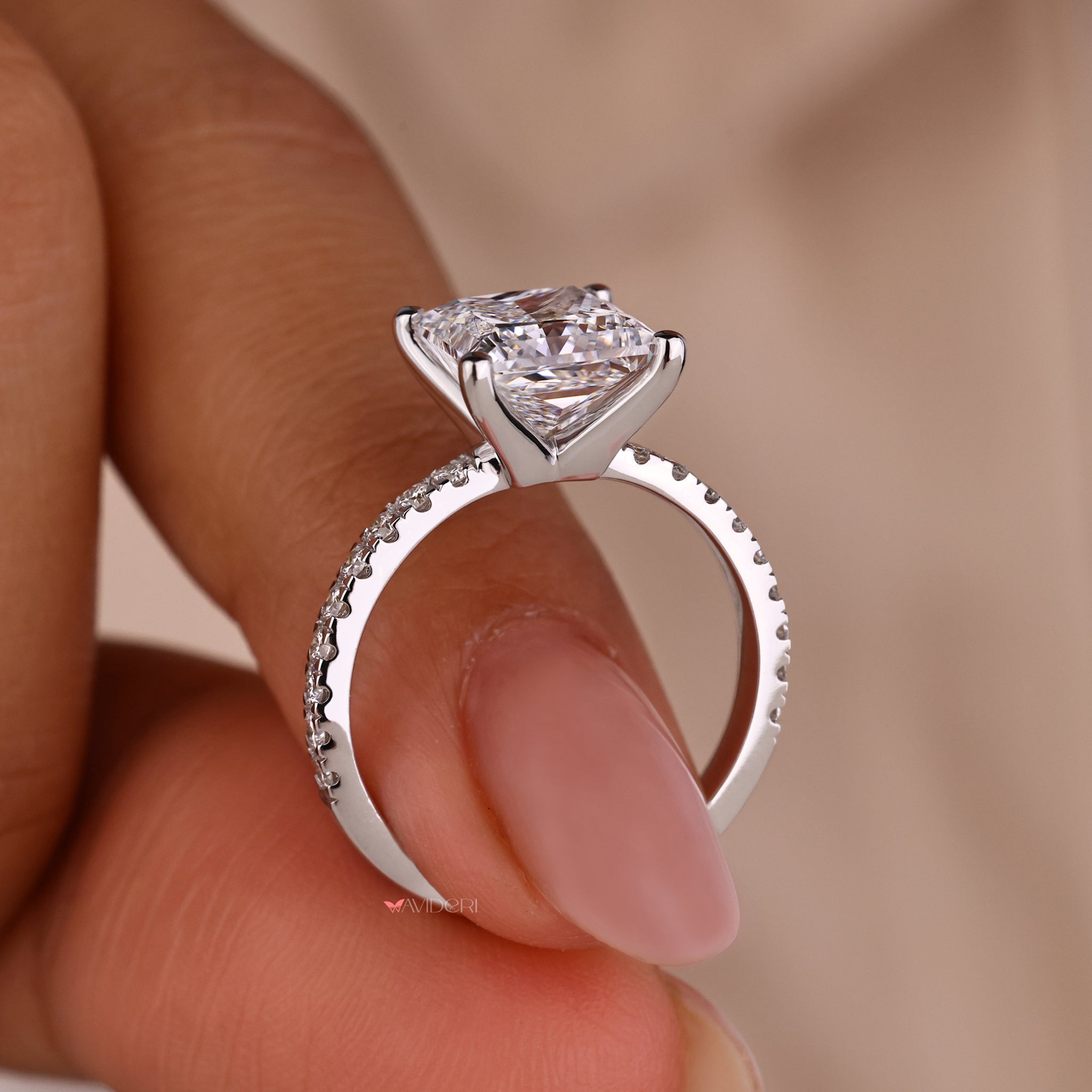 Beautiful princess cut engagement ring crafted with care