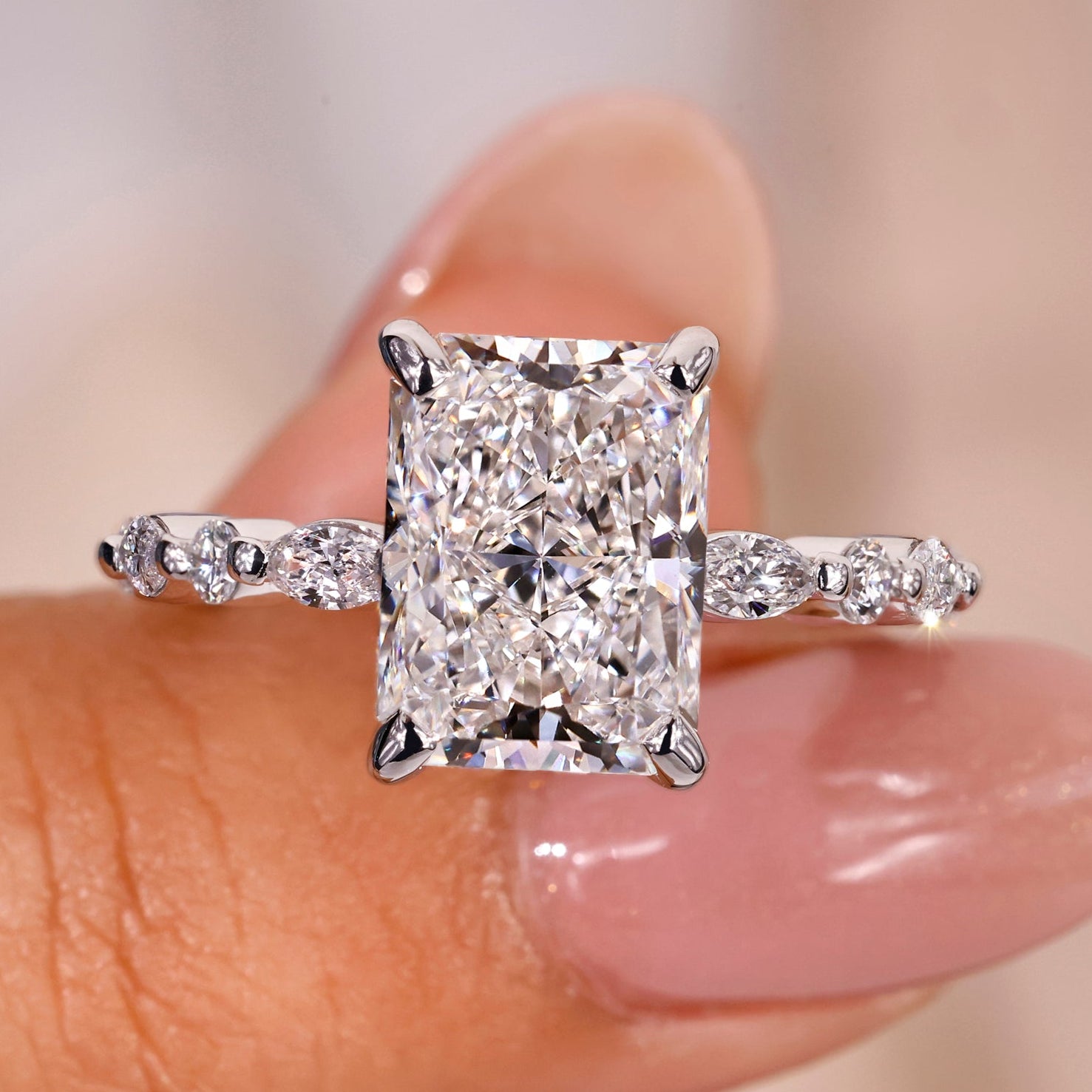 Radiant engagement ring with stunning brilliance and timeless charm.