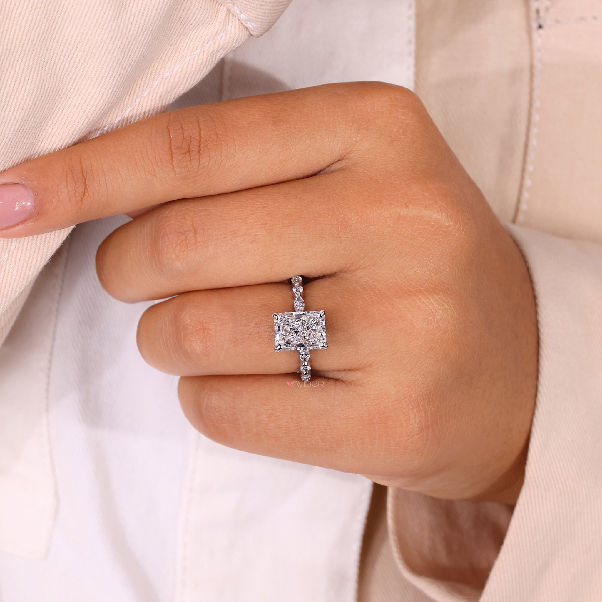 Classic radiant cut engagement ring crafted for sophistication.