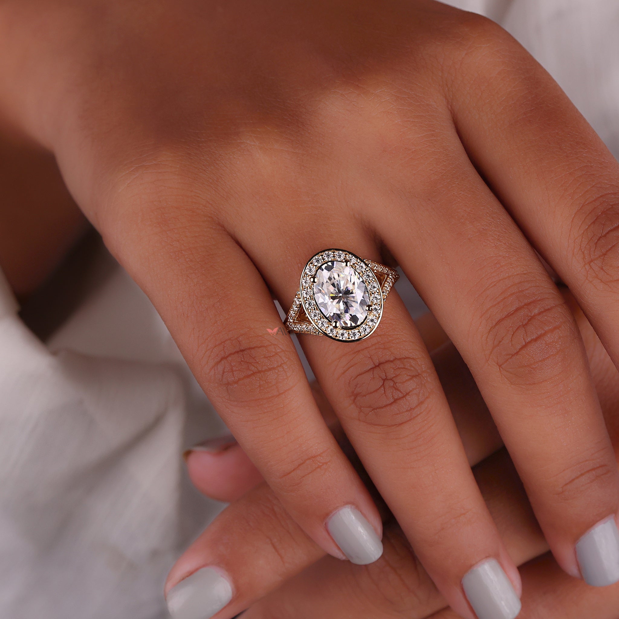 Split shank pave engagement ring settings showcasing delicate pave accents.