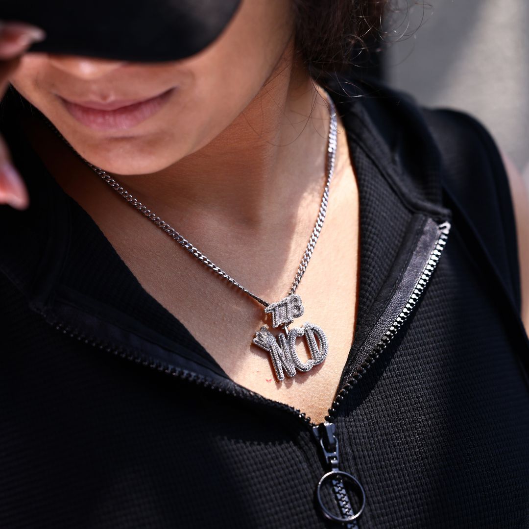 Bold moissanite pendant in streetwear-inspired design.