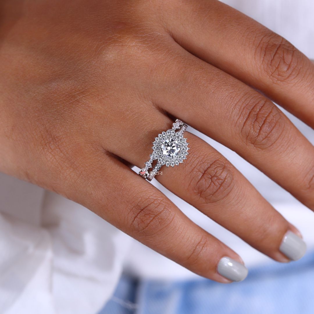 Stackable wedding ring layers beautifully while offering timeless charm.