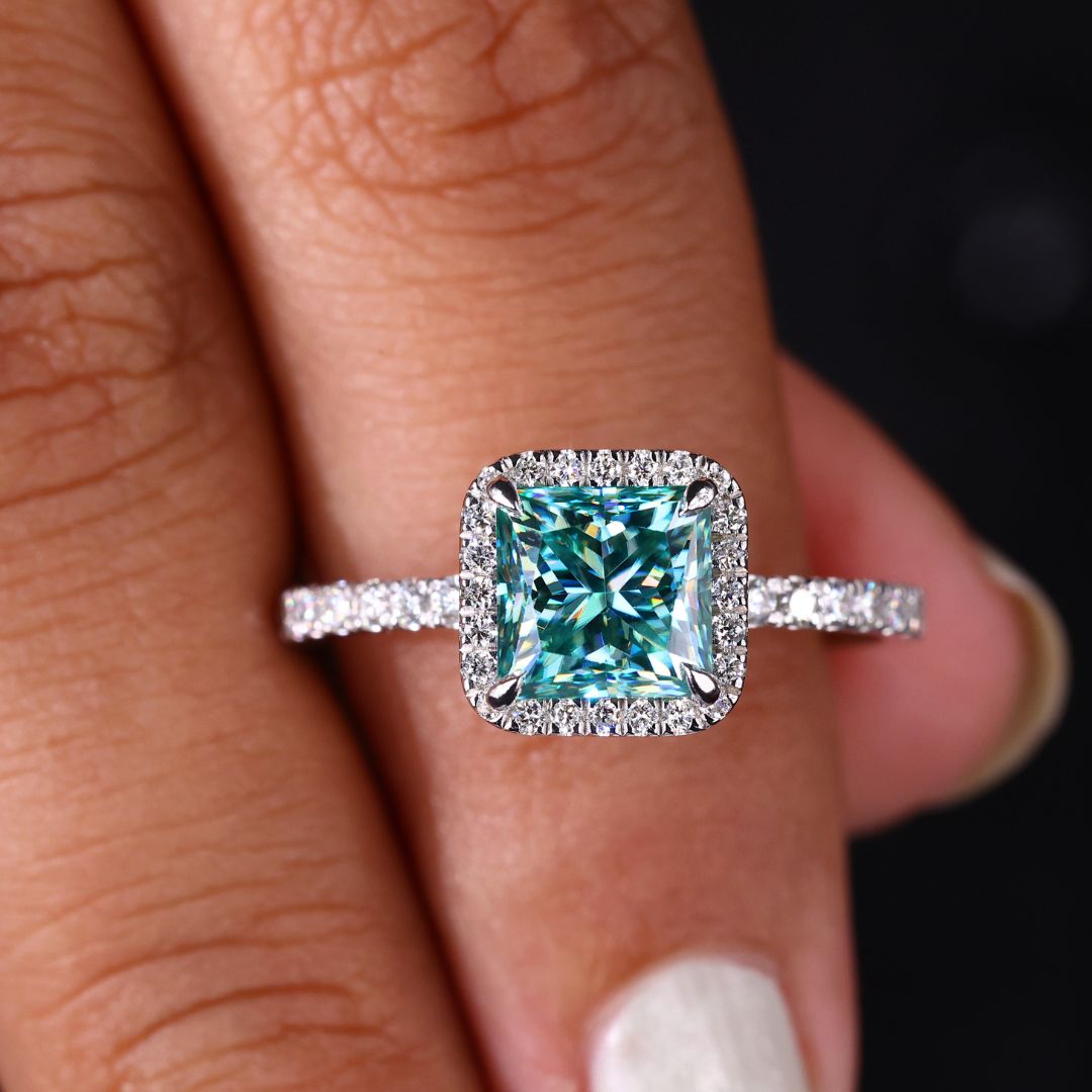 Princess moissanite ring, princess cut ring, handmade ring
