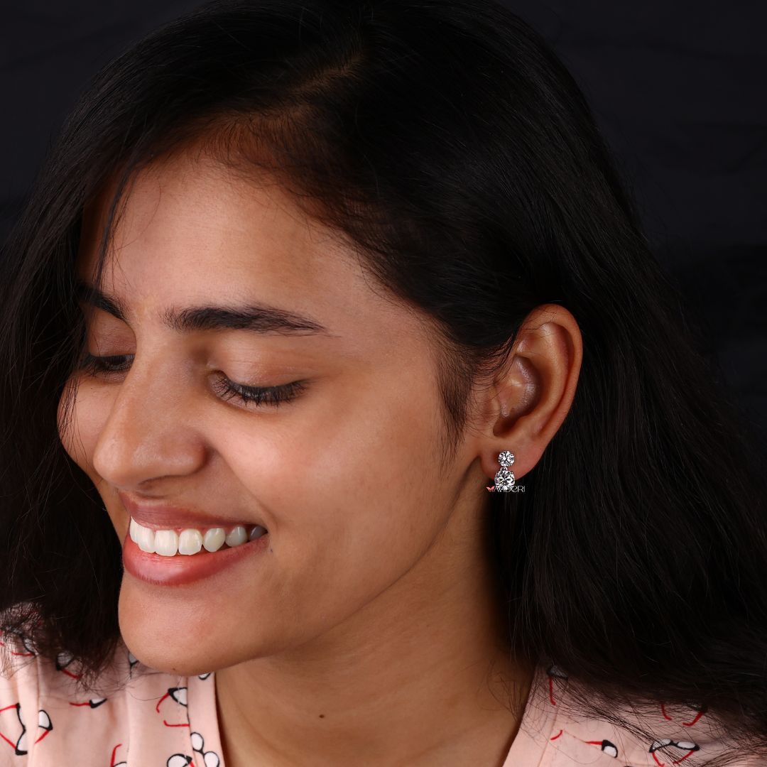 Stunning round cut earrings with screw back earrings for secure wear.