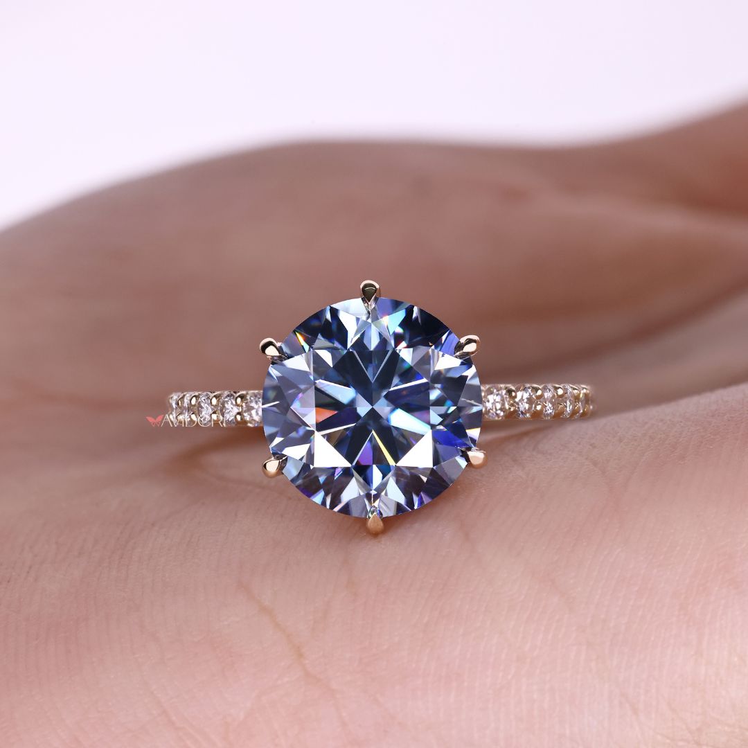 A moissanite engagement ring that delivers ethical sparkle and clarity.
