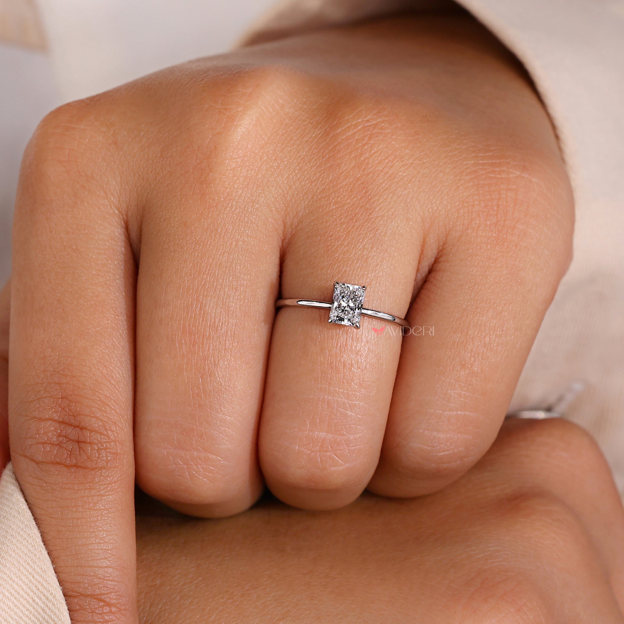 Beautiful radiant cut engagement ring crafted for love