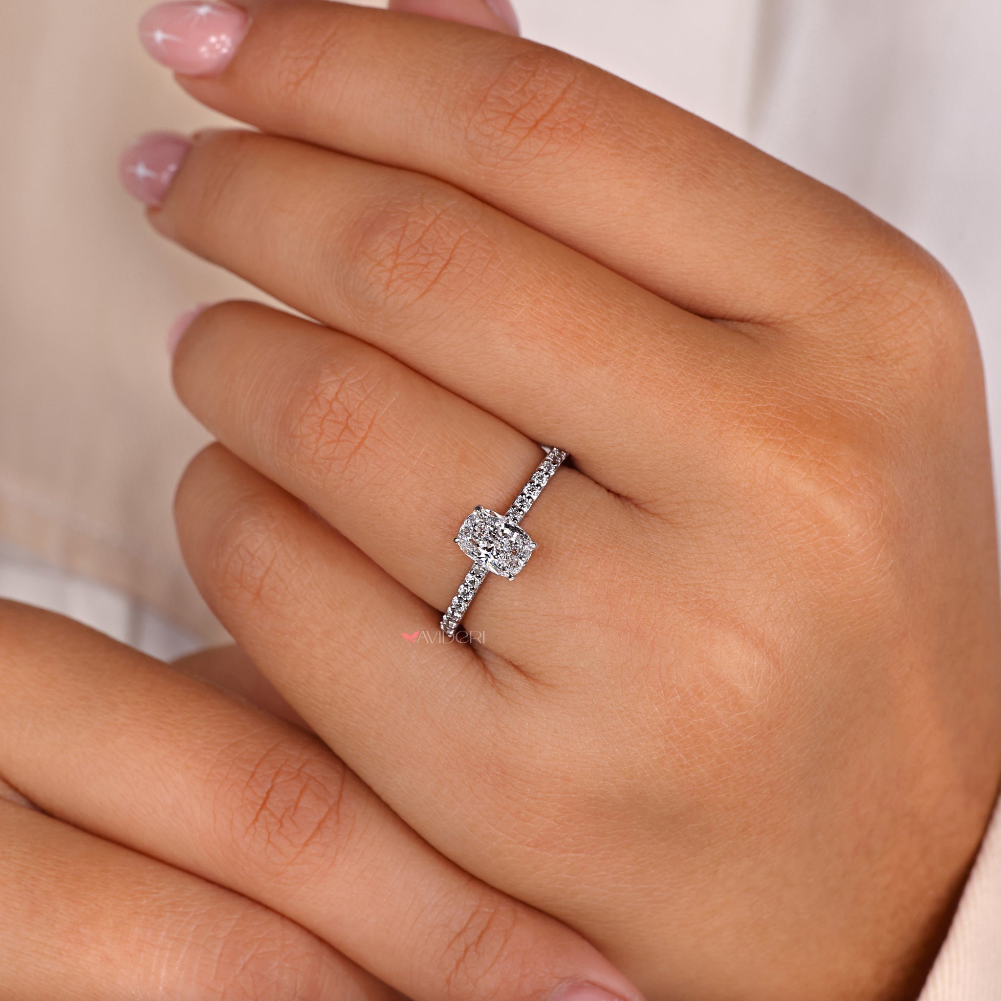 Lab Grown Diamond cushion cut ring for sustainable luxury