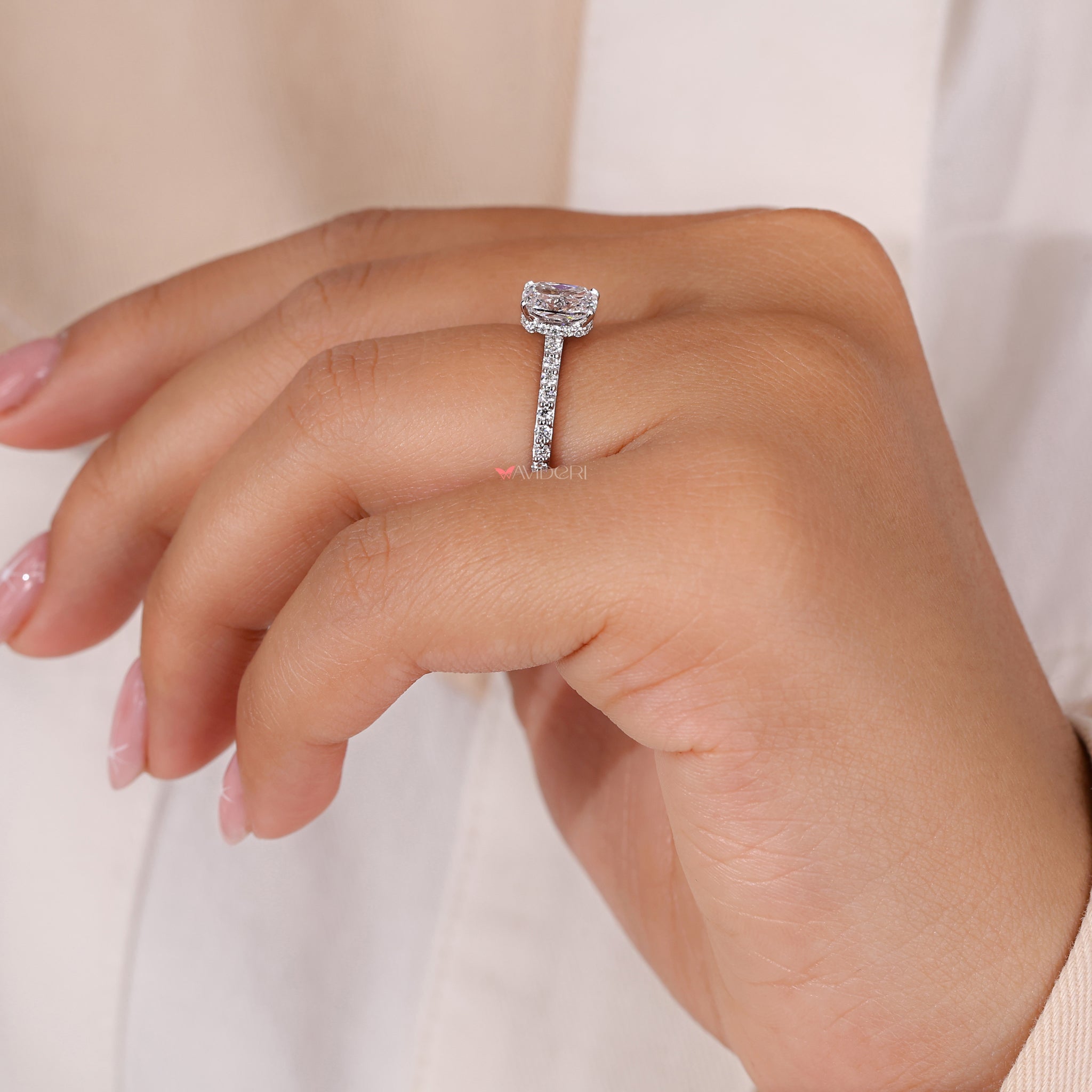 Unique hidden halo ring designed for unmatched brilliance