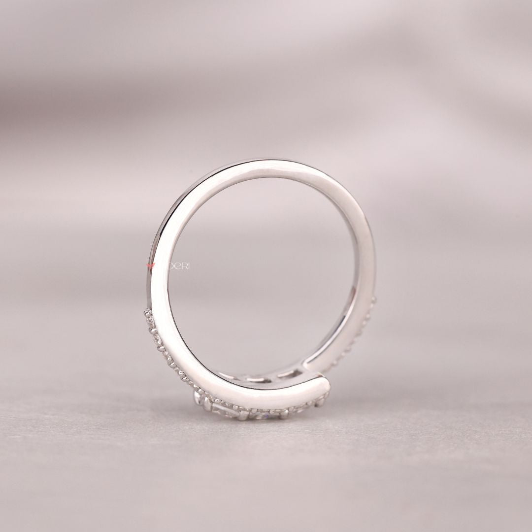 White gold ring, white gold engagement ring, bypass setting ring