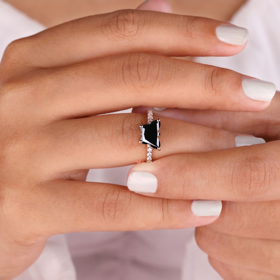 Handmade jewelry with a beautiful black butterfly ring design.