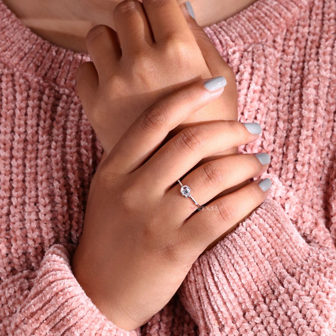 Muse round rose cut ring featuring exquisite details.