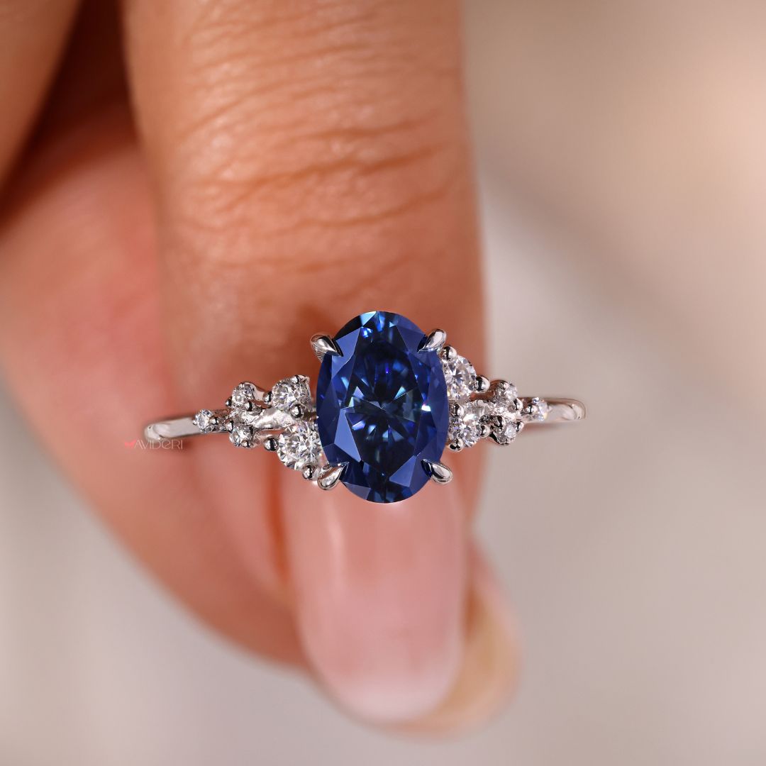 Oval Engagement Ring with Side Stones – Oval engagement ring with sparkling side stones.