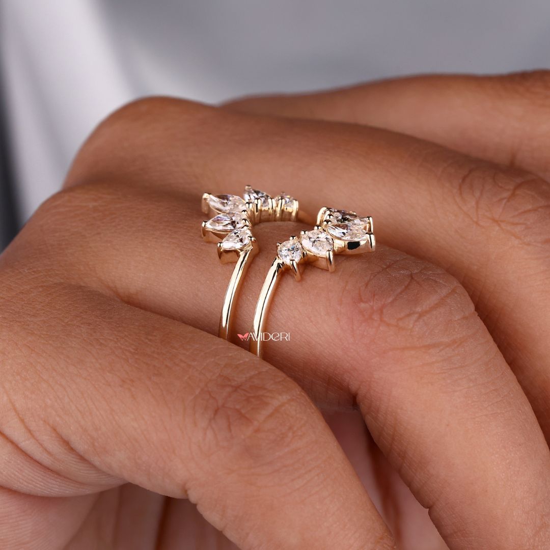 An enhancer design band complements and highlights the ring.