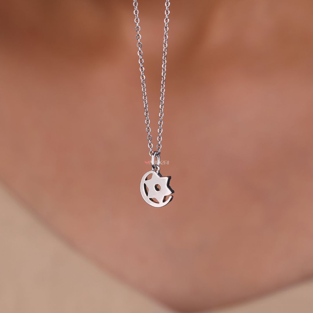 Lab Grown Diamond pendant with moon and star elements