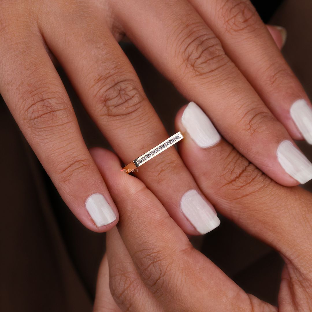 Yellow gold band adds a classic touch with a polished, shiny finish.