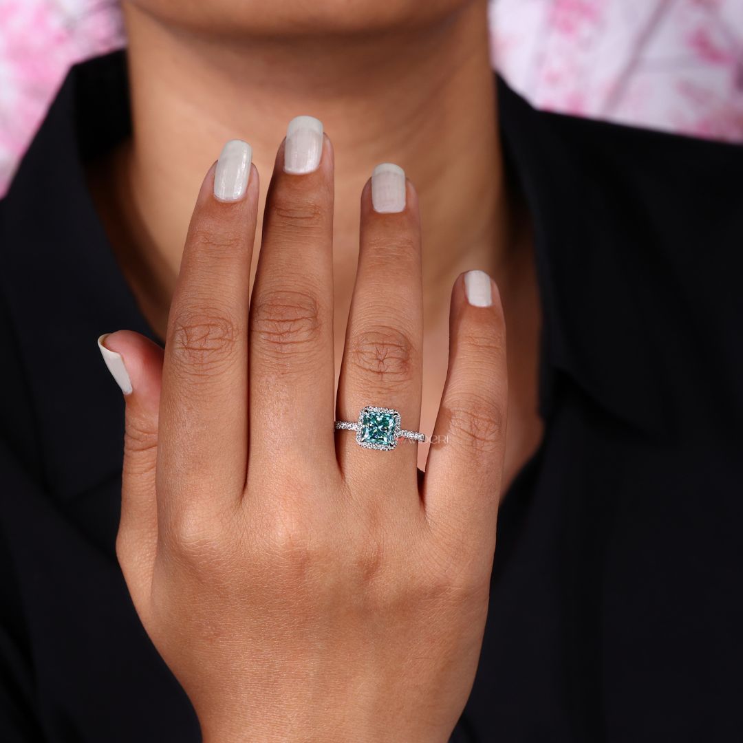 Pave setting ring, avideri ring, moissanite gold ring