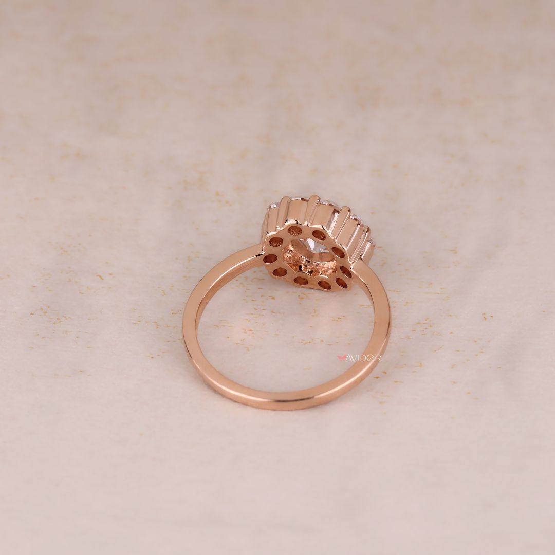 Moissanite rose gold ring with a modern and elegant appeal.
