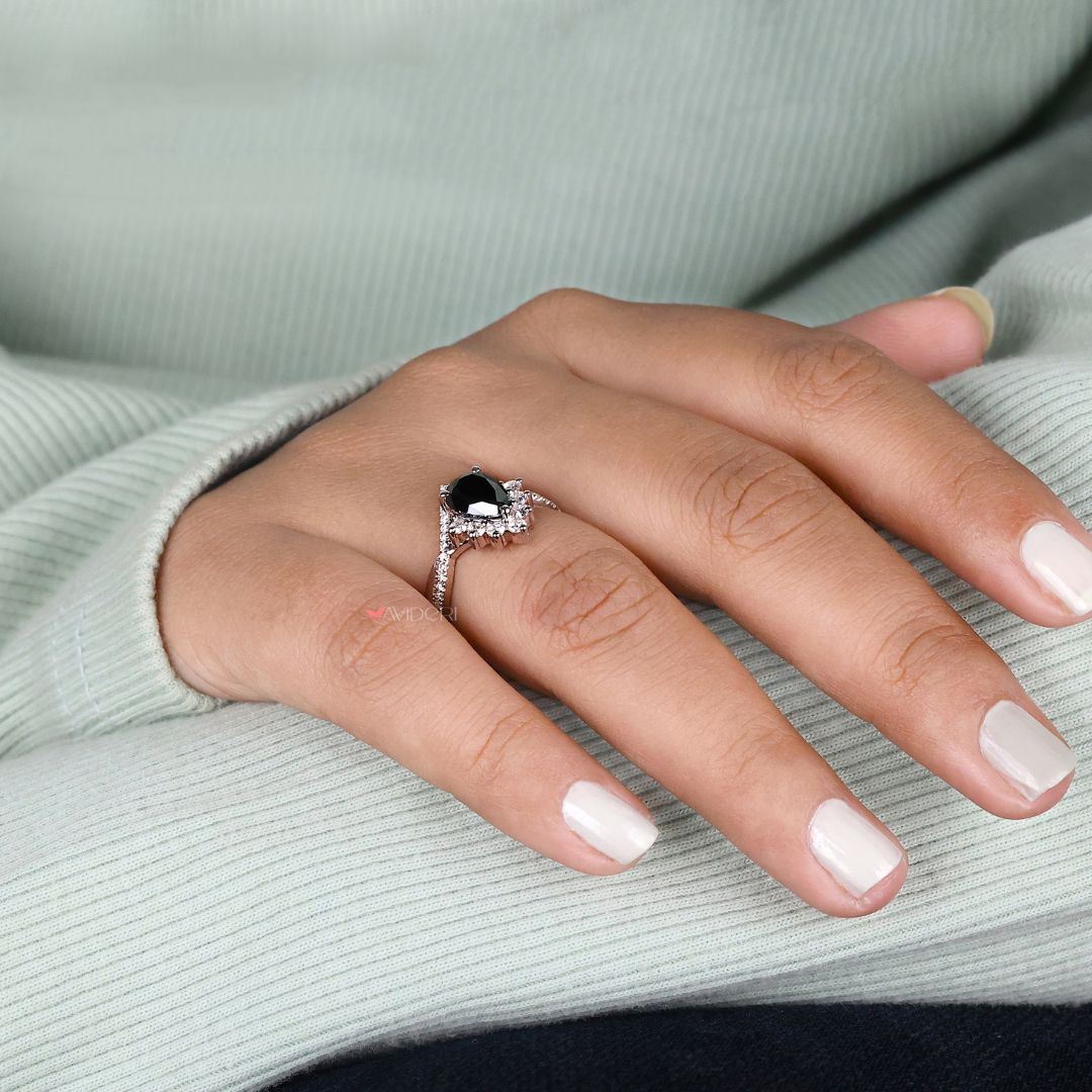 Half halo ring with sparkling diamonds enhancing the center stone