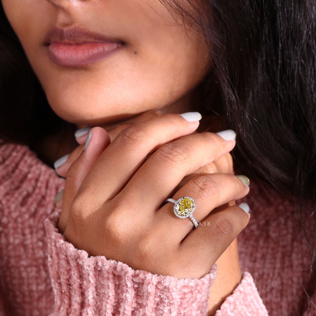 Moissanite and white gold ring crafted for luxury and style.