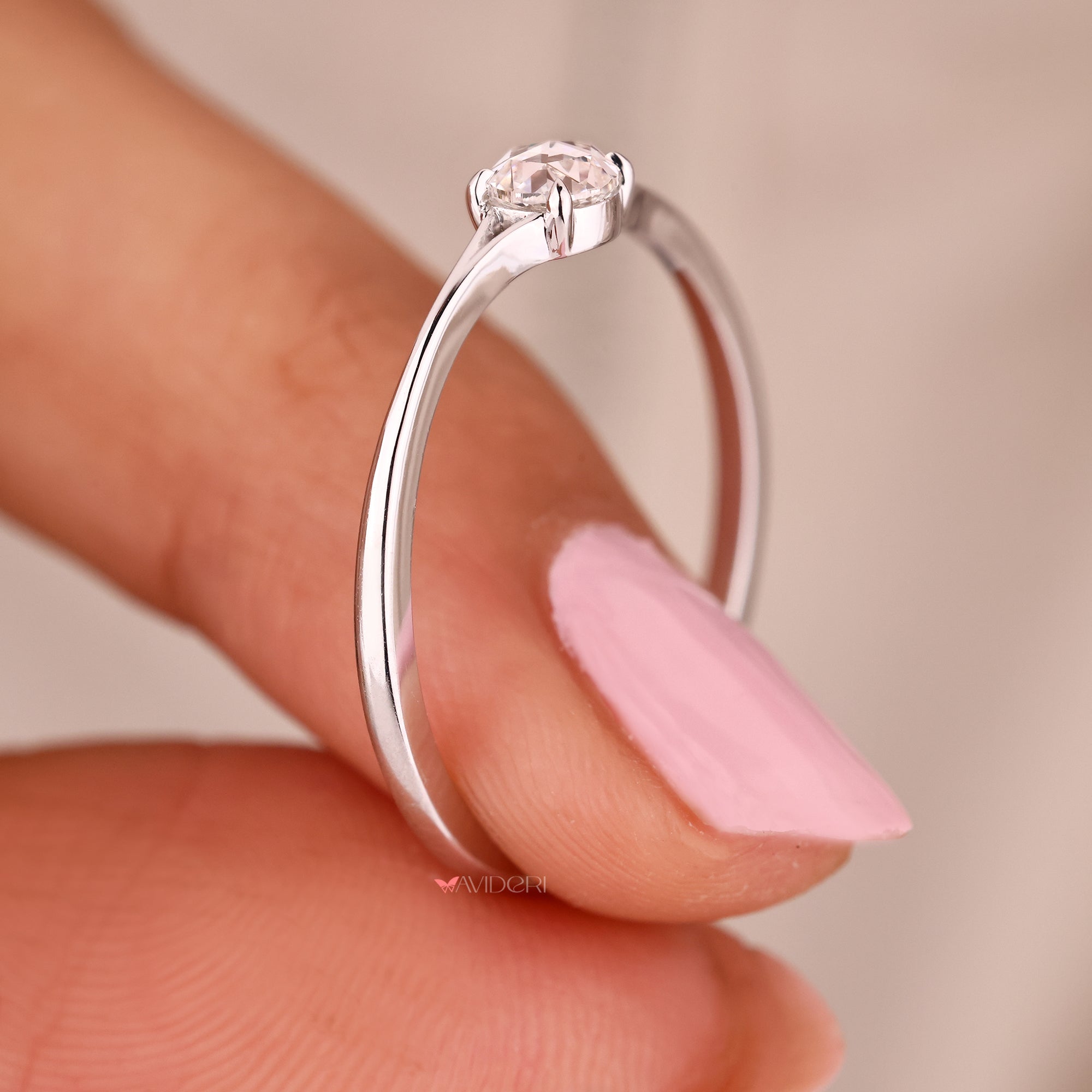 White gold ring with Lab Grown Diamond.