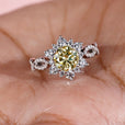 Sunburst Canary Yellow Moissanite Ring glows with warmth and vibrant color.