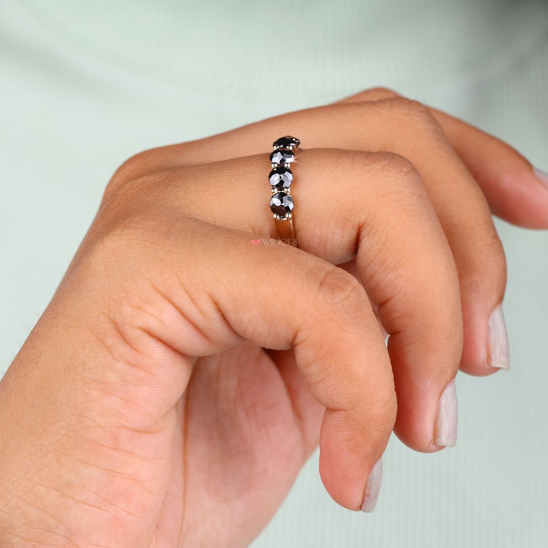 Round band ring offers a smooth and comfortable fit for daily wear.