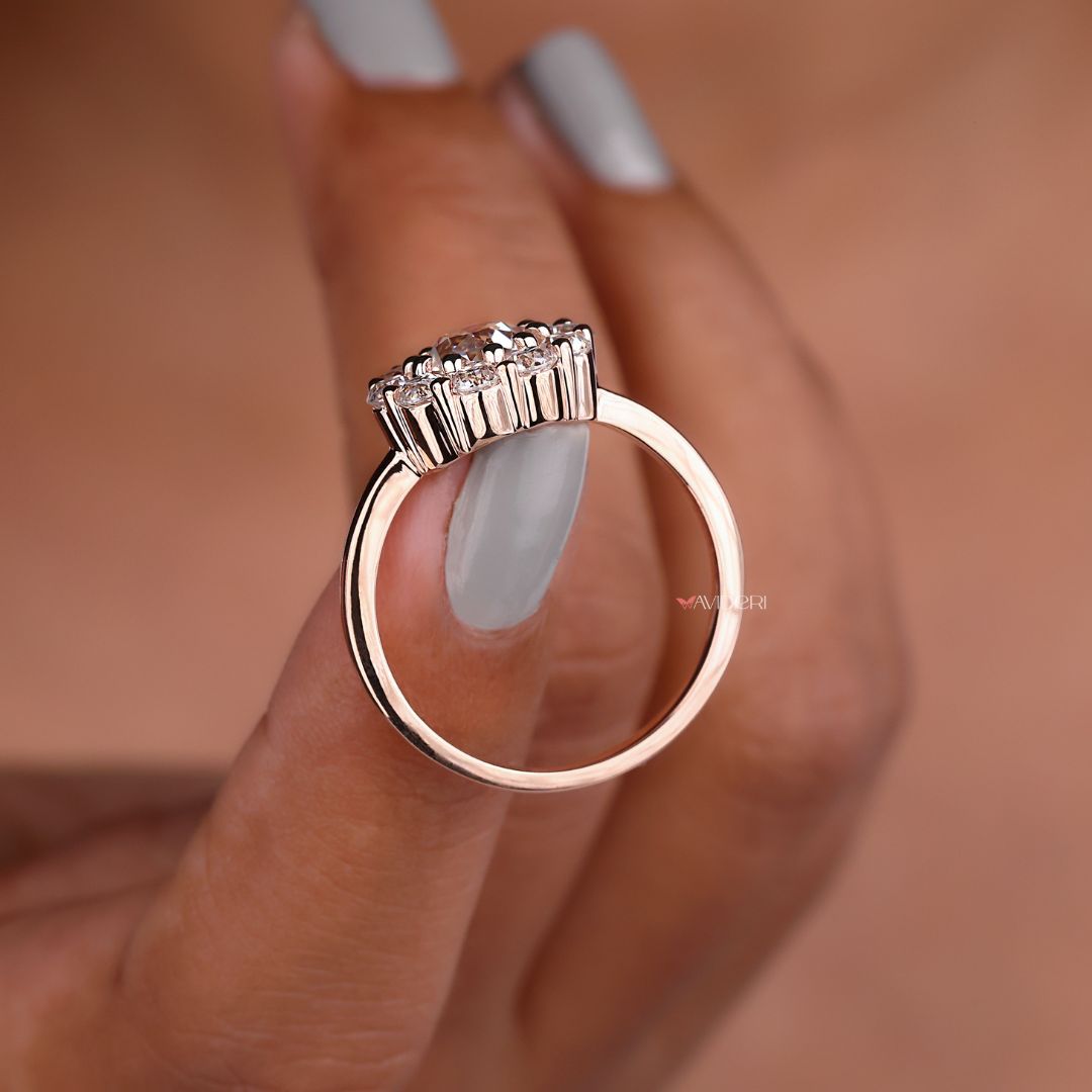 Halo French set engagement ring showcasing a classic setting.