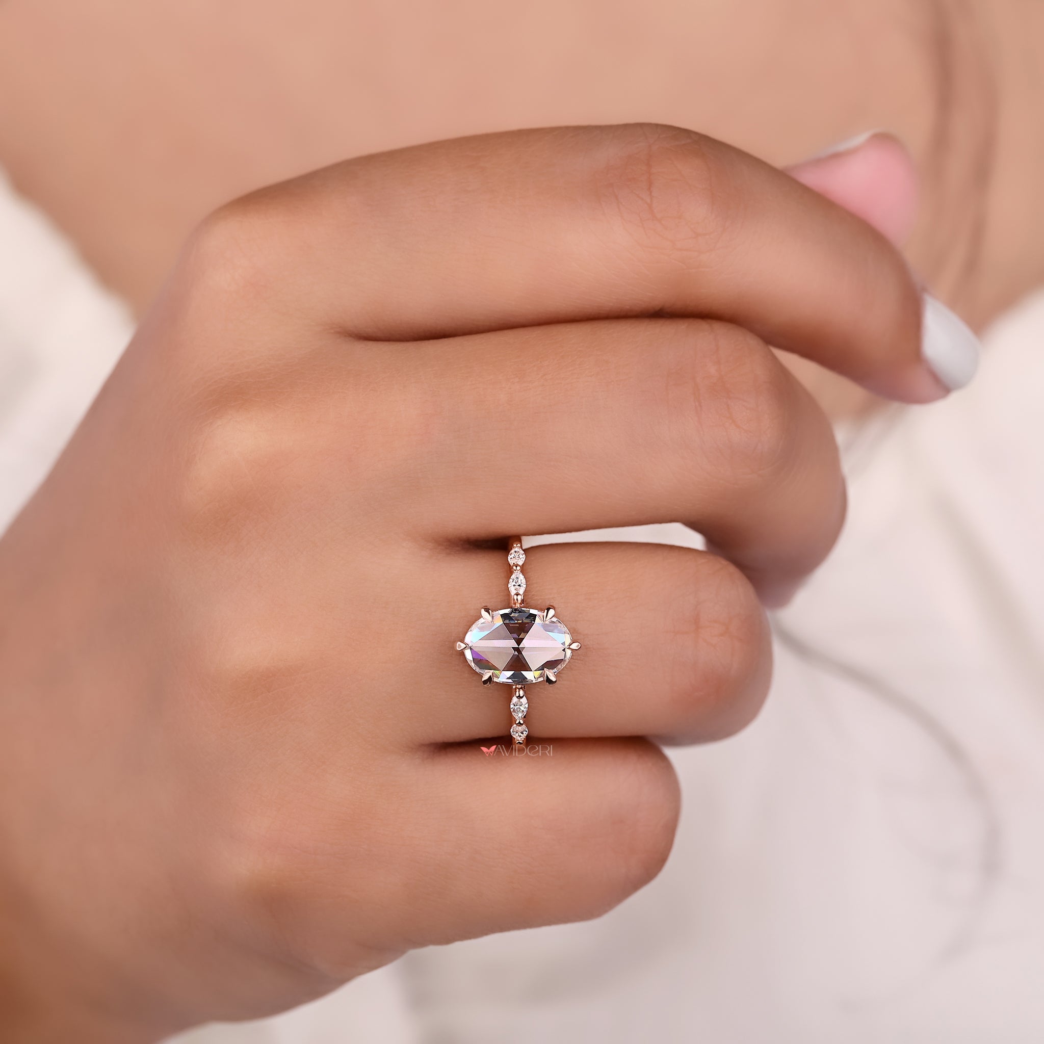 Marquise cut ring, claw prong ring, moissanite wedding ring