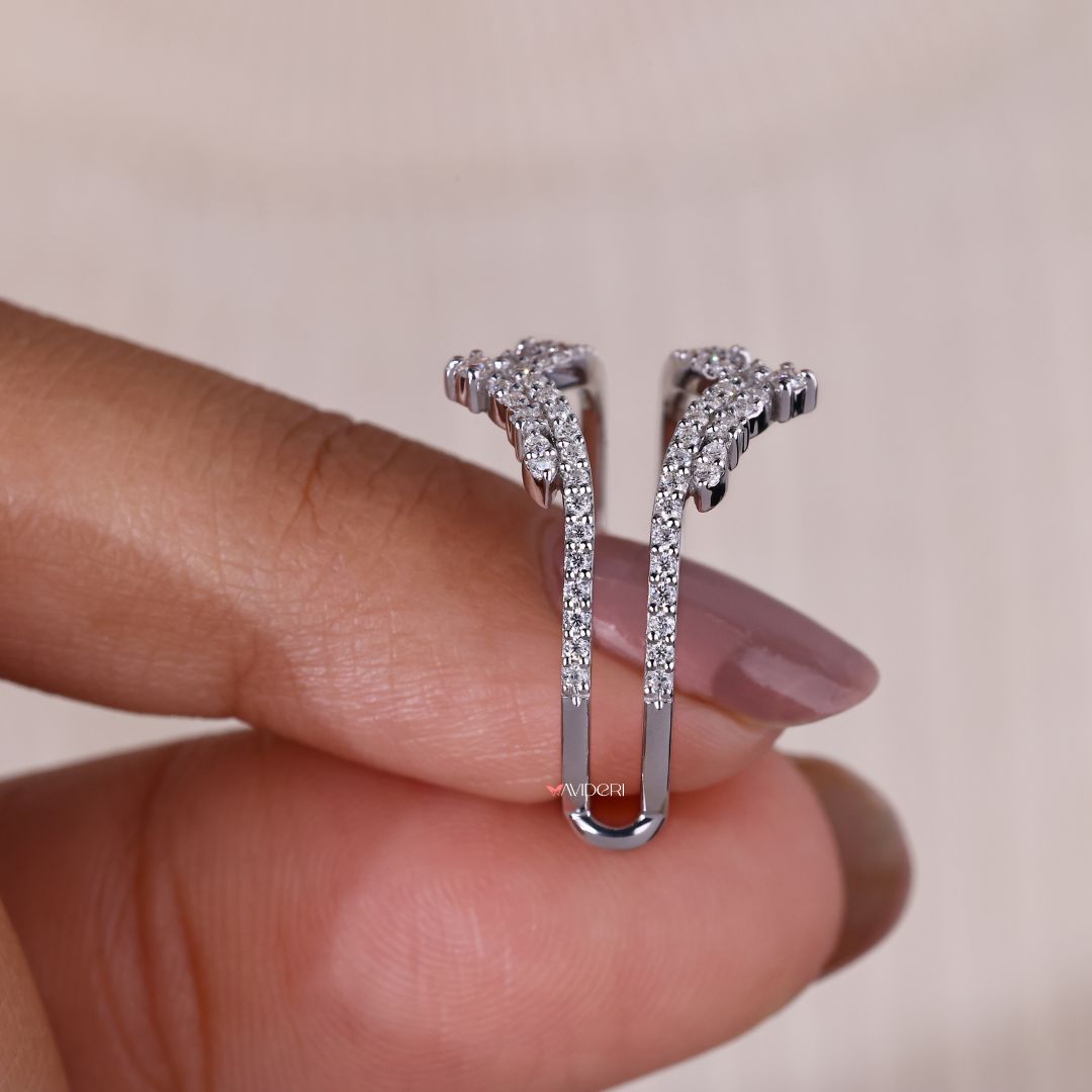 Wrap guard band, guard wrap wedding band, moissanite wedding band