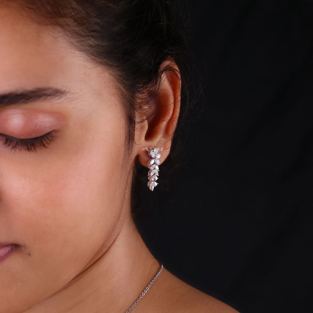 Marquise Cut Moissanite Earrings, designed with marquise-cut Moissanite for a sophisticated and elongated look.