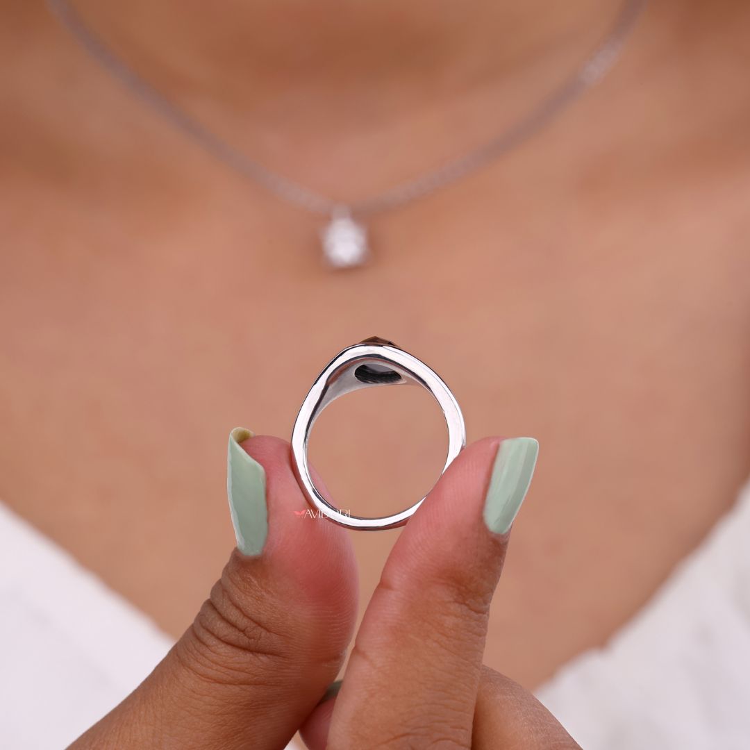 Oval engagement ring, tapered shank ring, moissanite wedding ring