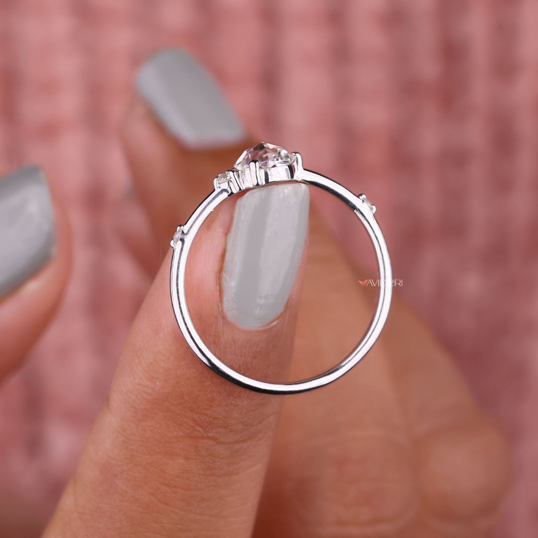 Moissanite white gold ring with a radiant shine.