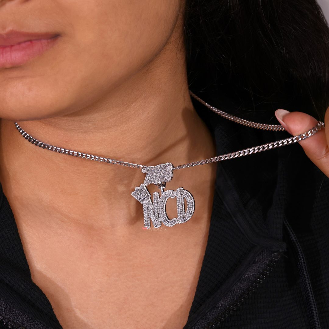 Round Cut White Gold Hip Hop Style Pendant